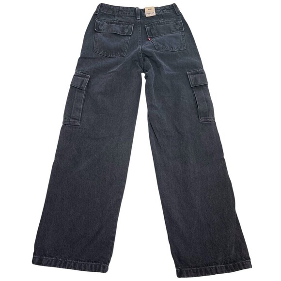 Levi's '94 Wide Baggy Black Cargo Y2K Cotton Jeans Adjustable Hem 24 x 3… - Picture 13 of 14